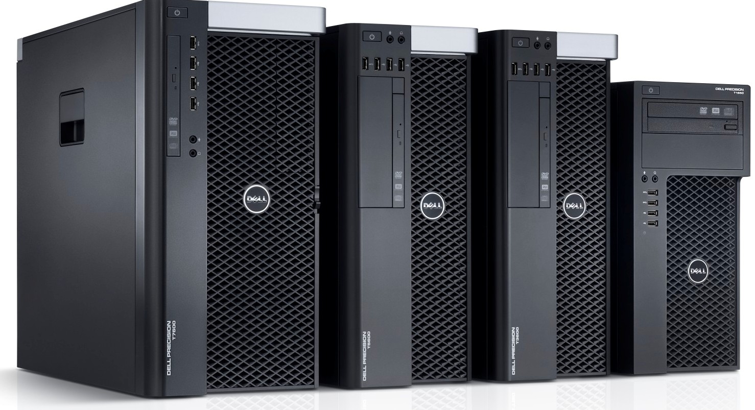 Dell Precision Tower Workstation Family.  Features T7600, T5600, T3600, and T1650 tower workstations.
