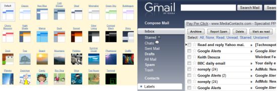 Novos temas do Gmail