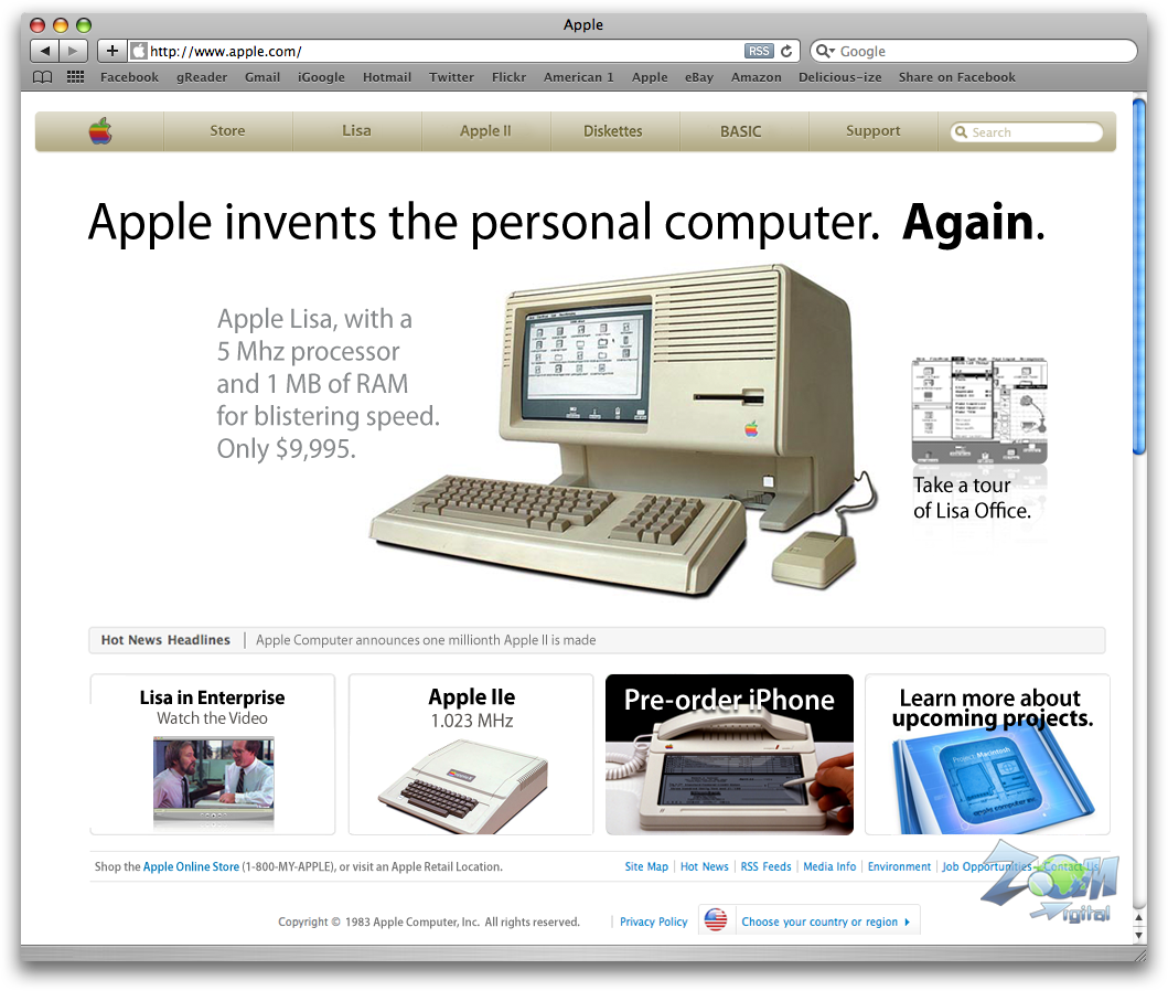 Site da Apple em 1983