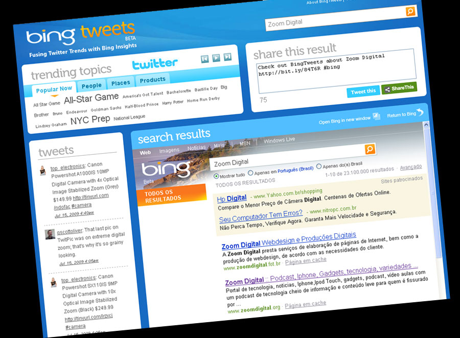 Busca Bing e Twitter