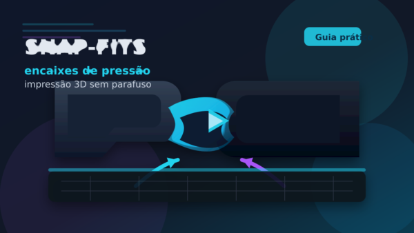 Ilustração de snap-fit em impressão 3D com duas peças travando sem parafuso