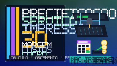 Thumbnail com impressora 3D, calculadora e gráfico de lucro para ilustrar precificação de serviço de impressão 3D