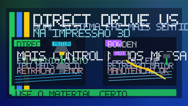 Ilustração comparando extrusor direct drive e Bowden em impressora 3D, com caminhos curto e longo do filamento