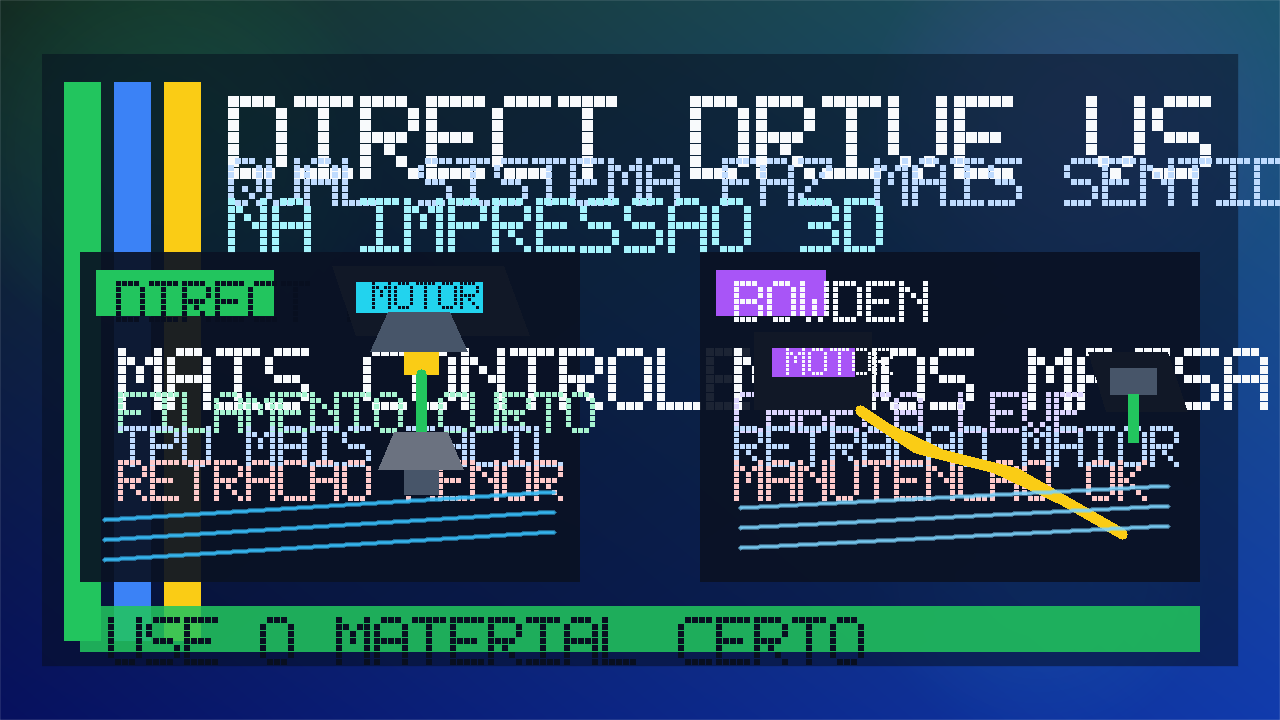 Ilustração comparando extrusor direct drive e Bowden em impressora 3D, com caminhos curto e longo do filamento